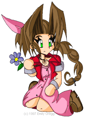 Aeris holding flower